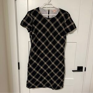 Brooks Brothers Red Fleece Navy Plaid Wool Shift Sheath Dress Size 14